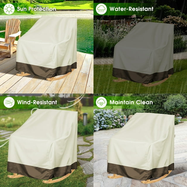 2 Pcs Outdoor Rocker Patio Chair Cover, 420D Waterproof, Furniture Protector Weather & UV Resistant, Beige