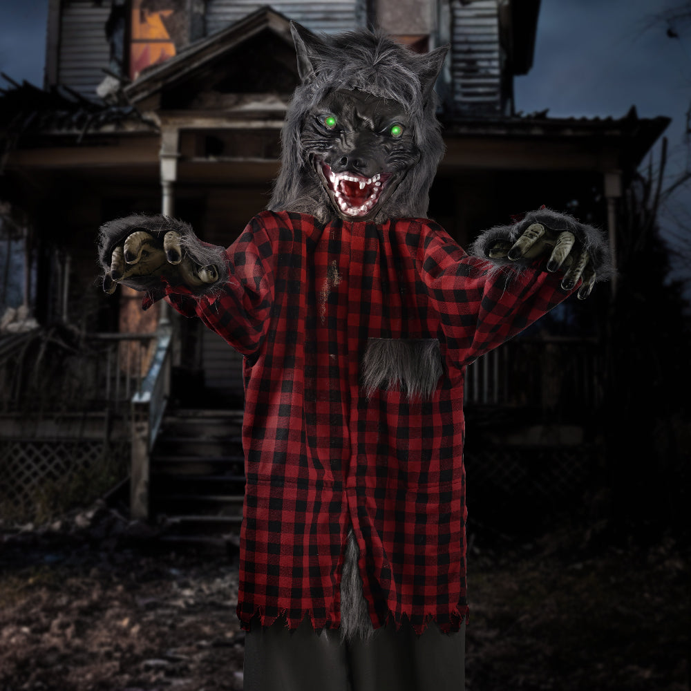 5Ft Standing Werewolf Large Halloween Decorations Outdoor Scary Decorations Halloween Motion Activated Werewolf with LED Eyes & Sound