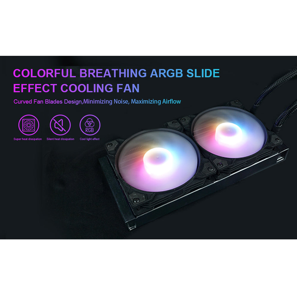 240mm CPU Water Cooler, ARGB CPU Liquid Cooler(AIO), All Intel & AMD Compatible, High Efficiency CPU Radiator, 2×120mm PWM Fan for CPU Liquid Cooling System, Silent Operation, LGA 1700 Ready