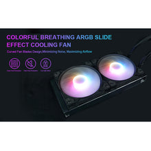 Load image into Gallery viewer, 240mm CPU Water Cooler, ARGB CPU Liquid Cooler(AIO), All Intel &amp; AMD Compatible, High Efficiency CPU Radiator, 2×120mm PWM Fan for CPU Liquid Cooling System, Silent Operation, LGA 1700 Ready
