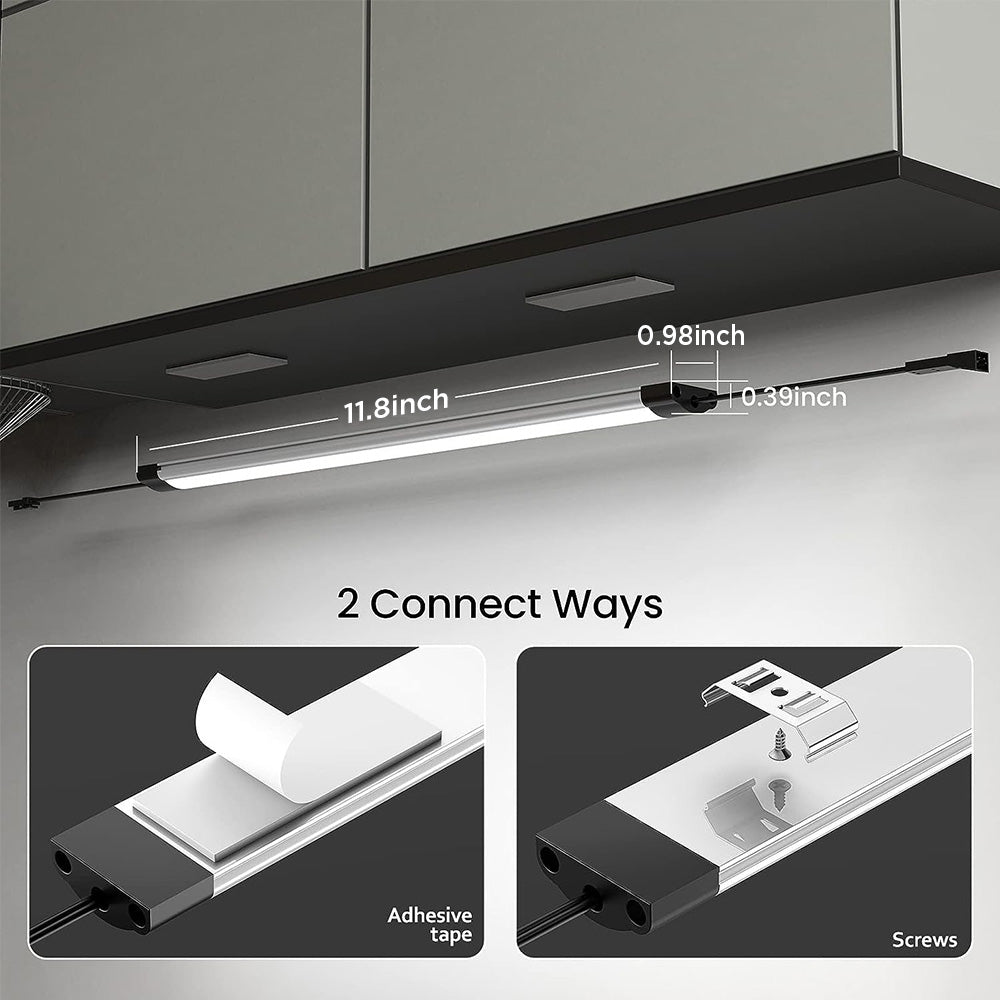 Kibhous 6 Pcs LED Under Cabinet Lights Rigid Bar Kit, Can Plugged or Directly Connected to an LED Driver, Super Bright Connectable Lighting Strip Suitable for Kitchen Cabinets, Counters, Cold White