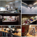 Kibhous 6 Pcs LED Under Cabinet Lights Rigid Bar Kit, Can Plugged or Directly Connected to an LED Driver, Super Bright Connectable Lighting Strip Suitable for Kitchen Cabinets, Counters, Cold White