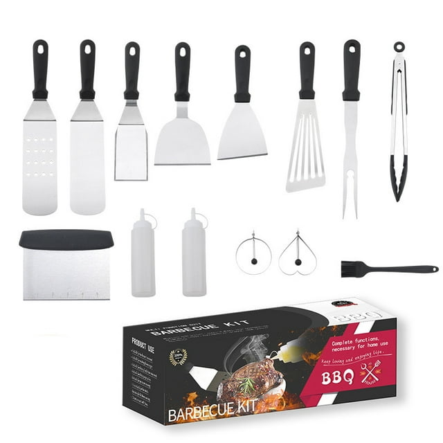 Swtroom Griddle Accessories Kit, 14Pcs BBQ Griddle Kit, Flat Top Grill Accessories for Outdoor Grill, Professional BBQ Grill Tools Set for Outdoor BBQ & Teppanyaki and Camping
