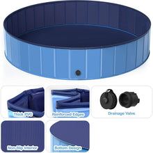 Load image into Gallery viewer, Pet Dog Pool Bath Swimming Tub Kiddie Pool, 48 x 12 inch Collapsible Foldable Portable for Dogs Cats and Kids Blue
