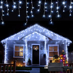 360 LED Christmas Icicle Lights, 29.5 FT 8 Modes Curtain Fairy Icicle String Lights with 60 Drops, Led Christmas Twinkle Lights for Holiday, Party, Wedding, Eaves, Christmas Decorations, White