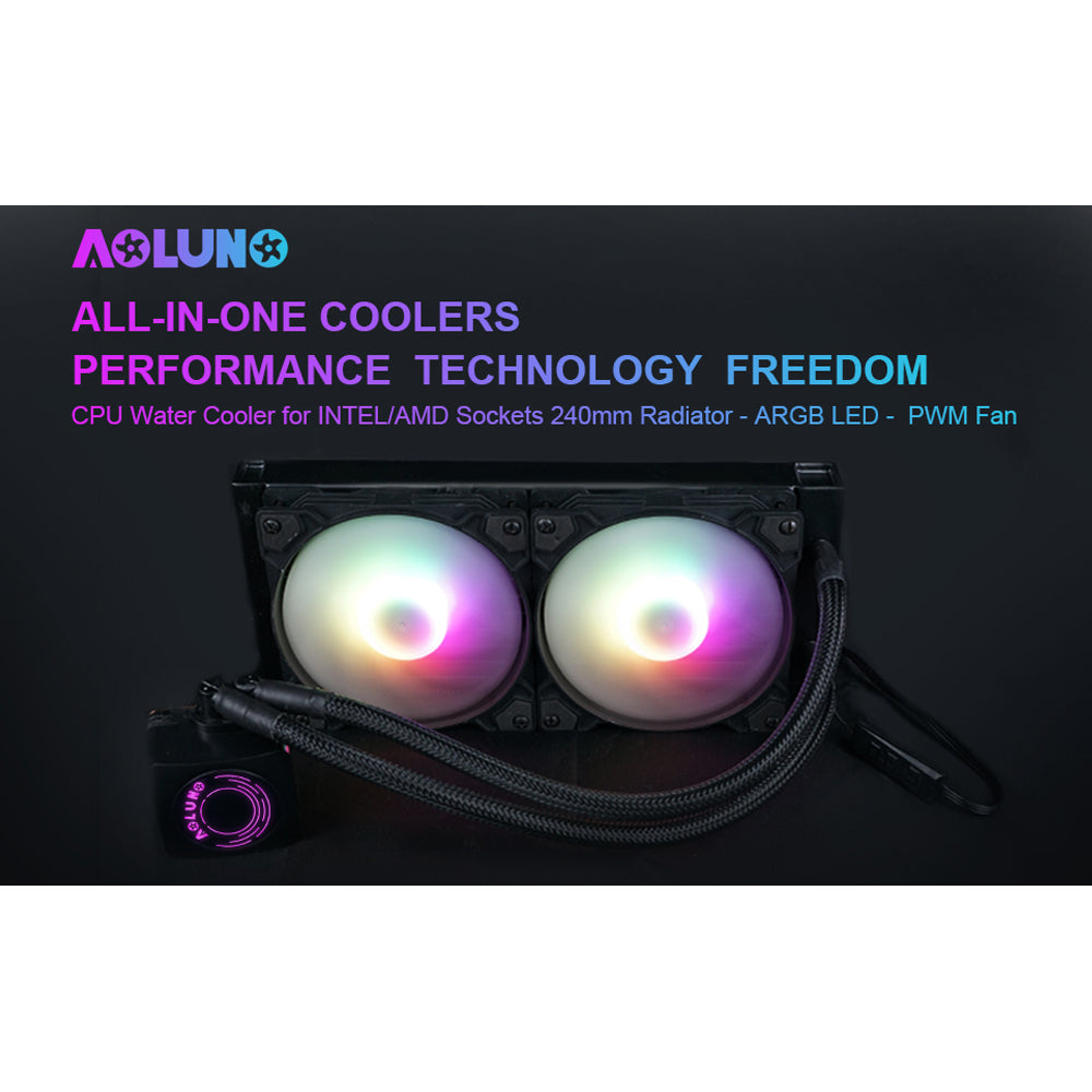 240mm CPU Water Cooler, ARGB CPU Liquid Cooler(AIO), All Intel & AMD Compatible, High Efficiency CPU Radiator, 2×120mm PWM Fan for CPU Liquid Cooling System, Silent Operation, LGA 1700 Ready