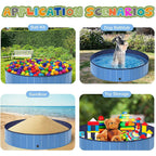 Silensys Pet Dog Pool Bath Swimming Tub Kiddie Pool, 63 x 12 inch Collapsible Foldable Portable for Dogs Cats and Kids Blue
