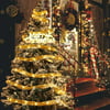 Funsmile 2 Pack Gold Christmas Ribbon Fairy Lights,100 LED 16ft Lights Fairy Strings Lights, Ribbon Bows Lights for Weddings New Year Christmas Tree Decorations
