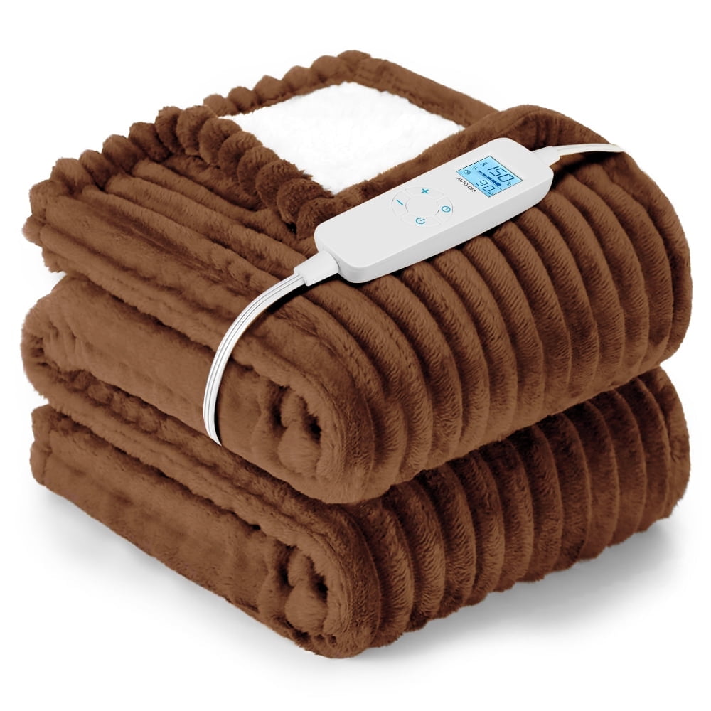 Electric Heated Blanket - 62"x84" Heating Blanket with 4 hours Auto-off, 6 Level Over-heat Protection, Soft Flannel, Electric Blanket ETL/FCC Certification