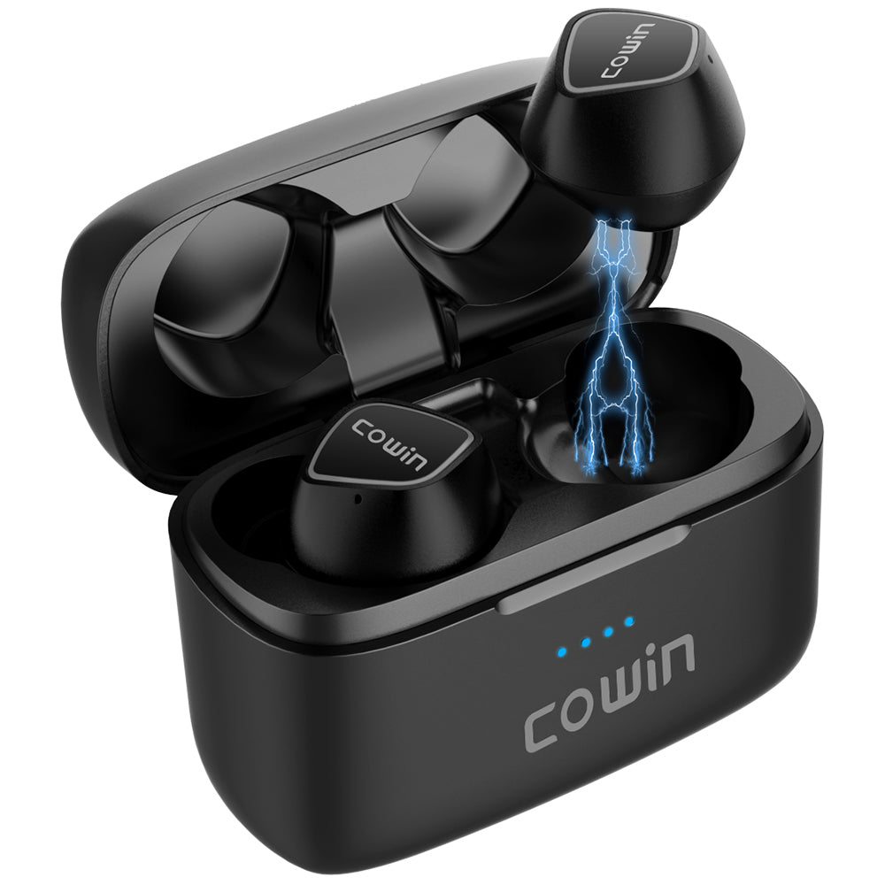 KY02 True Wireless Earbuds Bluetooth Headphones Touch Control IPX5 Waterproof Stereo Extra Bass Earphones Built-in Mic Headset with Charging Case Black