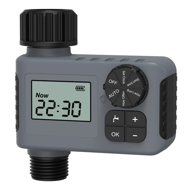 Cowin Sprinkler Timer, Outdoor Garden Hose Faucet Timers with Rain Delay/Manual/Automatic Watering System, Digital Irrigation Timer for Yard, 1 Outlet, Gray