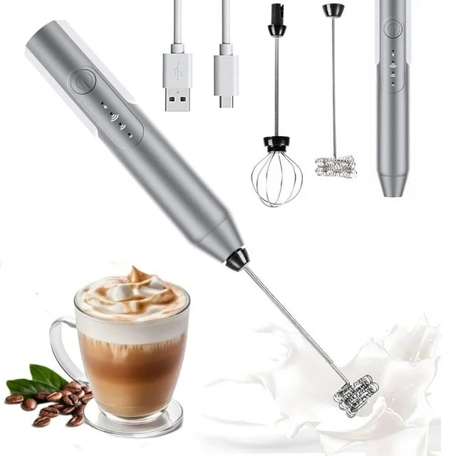 Kibhous Milk Frother Wand Drink Mixer - Handheld Milk Frother Electric Whisk - Easy-Clean Stainless Steel Frother Wand & Mini Blender - Electric Coffee Frother for Milk Coffee Lattes