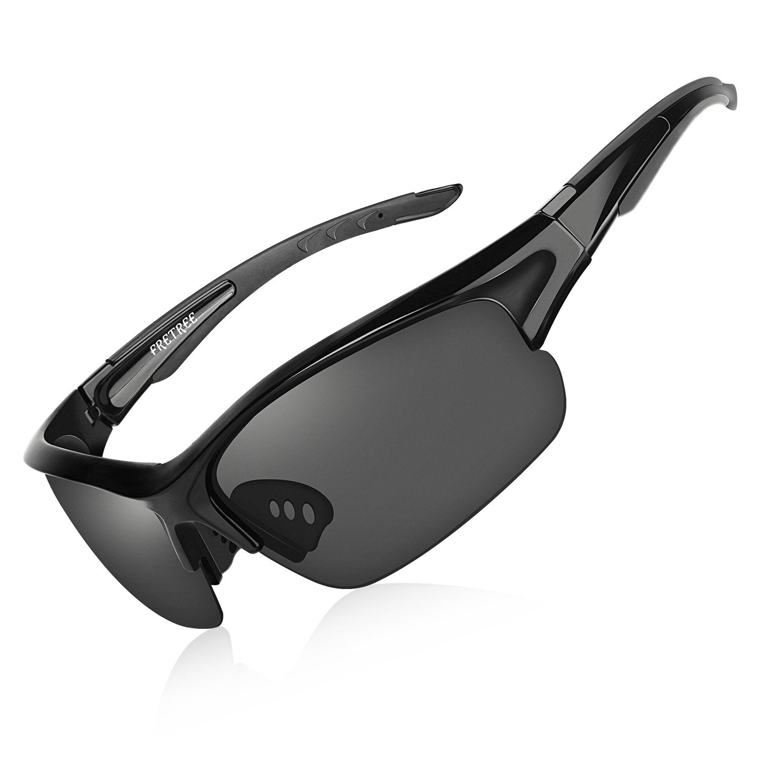 Sunglasses Polarized Rimless Sports Cycling Sunglasses for Running Golf Fishing Hiking Baseball Black