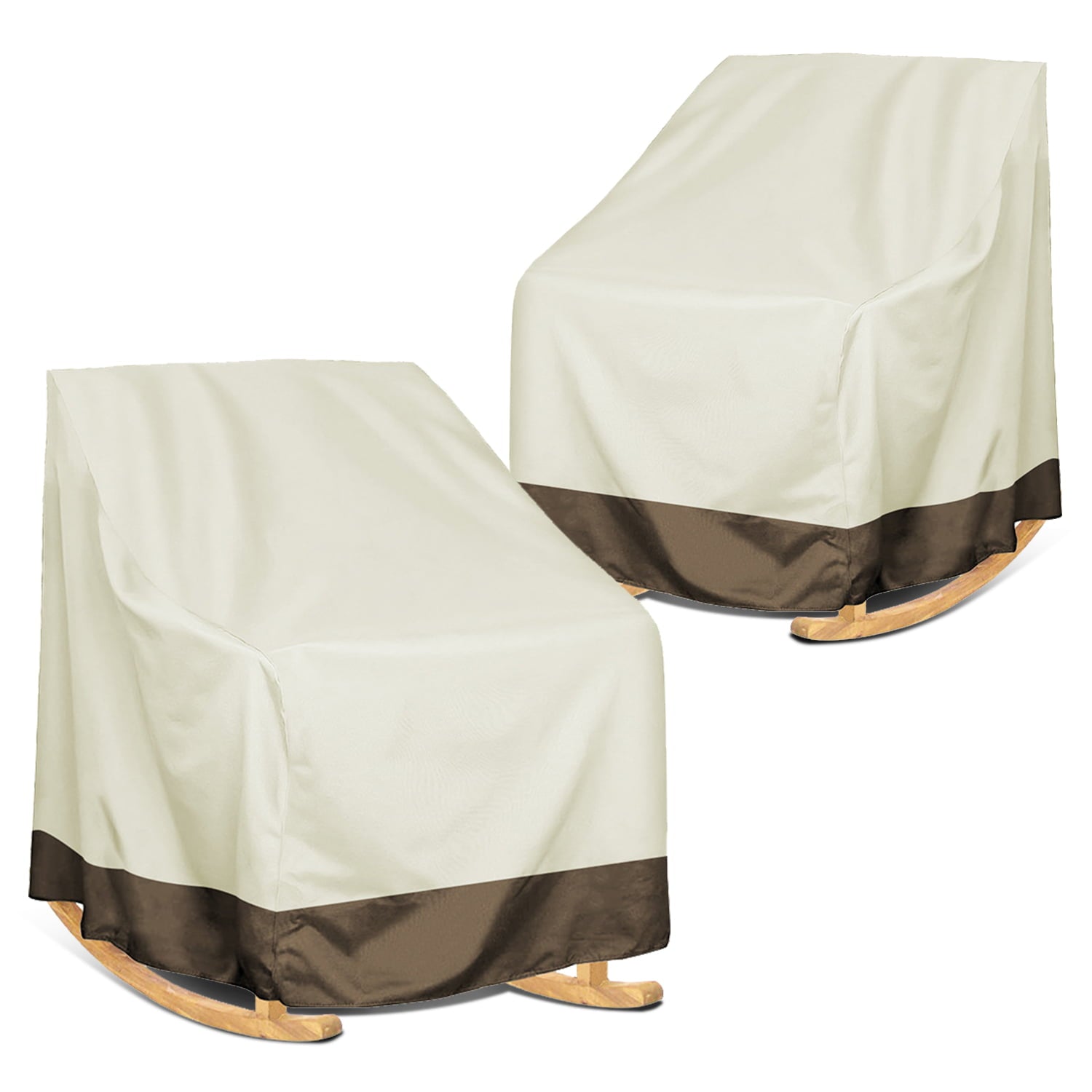 2 Pcs Outdoor Rocker Patio Chair Cover, 420D Waterproof, Furniture Protector Weather & UV Resistant, Beige