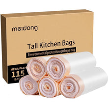 Load image into Gallery viewer, Trash Bags, Garbage Bag 13 Gallon Large Kitchen Drawstring Strong Bag, 5 Rolls/115 Pieces, White
