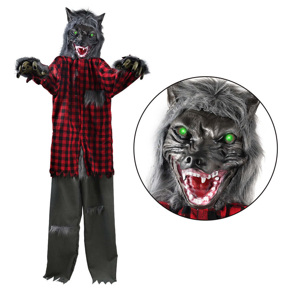 5Ft Standing Werewolf Large Halloween Decorations Outdoor Scary Decorations Halloween Motion Activated Werewolf with LED Eyes & Sound