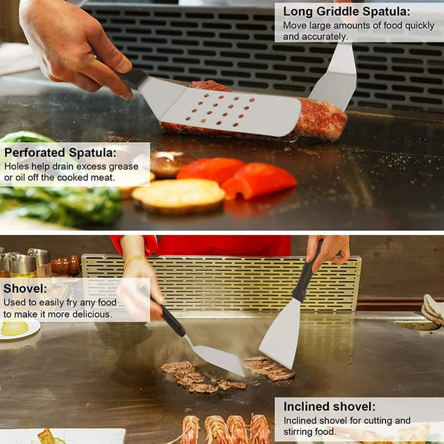 Swtroom Griddle Accessories Kit, 14Pcs BBQ Griddle Kit, Flat Top Grill Accessories for Outdoor Grill, Professional BBQ Grill Tools Set for Outdoor BBQ & Teppanyaki and Camping