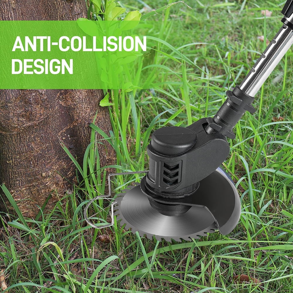 Cordless Electric Lawn Trimmer Weed Wacker - 21V Grass Trimmer Lawn Edger with 2.0Ah Li-Ion Battery Powered and 3 Types Cutting Blade, Tool for Lawn Care and Garden Yard Work