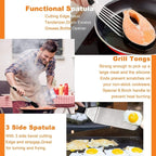 Swtroom Griddle Accessories Kit, 14Pcs BBQ Griddle Kit, Flat Top Grill Accessories for Outdoor Grill, Professional BBQ Grill Tools Set for Outdoor BBQ & Teppanyaki and Camping