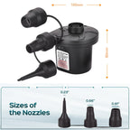 Swtroom Air Pump with 3 Nozzles Electric Air Pump Portable Quick-Fill Inflator Pumps for Air Mattress Beds, Airbed, Inflatable Pool Float, Black