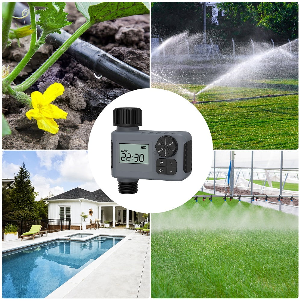 Cowin Sprinkler Timer, Outdoor Garden Hose Faucet Timers with Rain Delay/Manual/Automatic Watering System, Digital Irrigation Timer for Yard, 1 Outlet, Gray