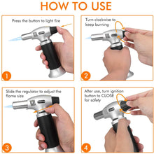 Load image into Gallery viewer, Culinary Butane Torch Lighters Kitchen Blow Torch for Cooking with Safety Lock &amp; Adjustable Flame, Refillable Kitchen Torch &amp; Cooking Torch for Creme Brule &amp; Baking
