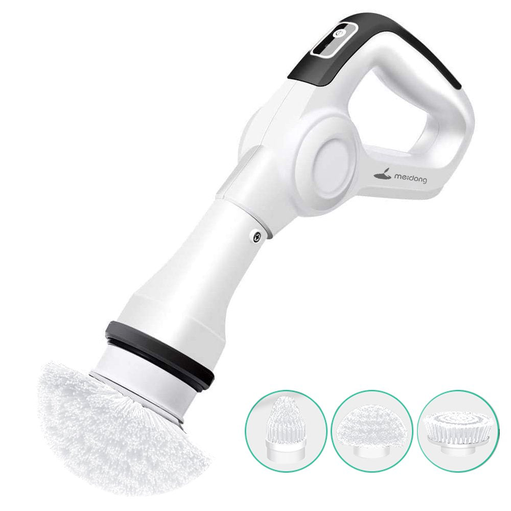 Cosmonic Electric Spin Scrubber, Power Scrubber Cordless High Rotation Handheld Bathroom Scrubber Rechargeable with 3 Replaceable Cleaning Brush Heads for Cleaning Tub, Tile, Floor, Sink, Wall, Window