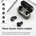 KY02 True Wireless Earbuds Bluetooth Headphones Touch Control IPX5 Waterproof Stereo Extra Bass Earphones Built-in Mic Headset with Charging Case Black