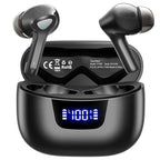 True Wireless Bluetooth Earbuds with Smart LED Display Charging Case , Bluetooth 5.0 Earbuds in-Ear TWS Stereo Headphones, IPX7 Waterproof in Ear Earphones, Black
