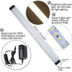 Kibhous 6 Pcs LED Under Cabinet Lights Rigid Bar Kit, Can Plugged or Directly Connected to an LED Driver, Super Bright Connectable Lighting Strip Suitable for Kitchen Cabinets, Counters, Cold White