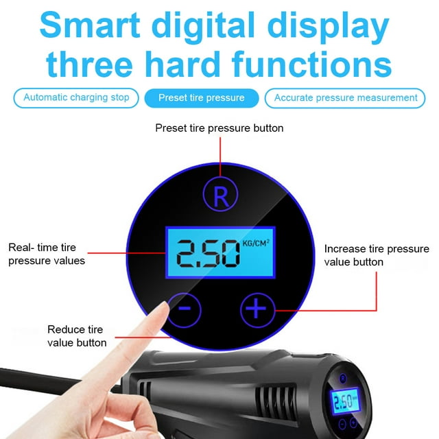 Swtroom Tire Inflator Portable Air Compressor, 150 PSI Car Tire Pump with Digital LED Light DC 12V Electric Car Air Pump for Car Tires and Other Inflatables
