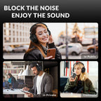 Noise Cancelling Headphones Wireless Bluetooth Over Ear Headphone with Mic for Work Travel TV PC Phone Calls