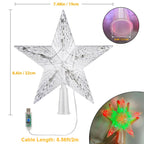Christmas Tree Topper Lights,7.6"Star Tree Topper with 20 modes,Color Changing Treetop,Outdoor Indoor Fairy Light With Remote Control,RGB Tree Topper for Holiday or Home Decor