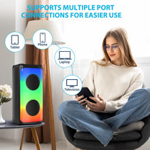 Load image into Gallery viewer, Karaoke Machine, Portable Bluetooth Karaoke Speaker with 1 Wired Microphones for Adults Kids with LED Lights, Supports AUX/USB/TF for Home Party
