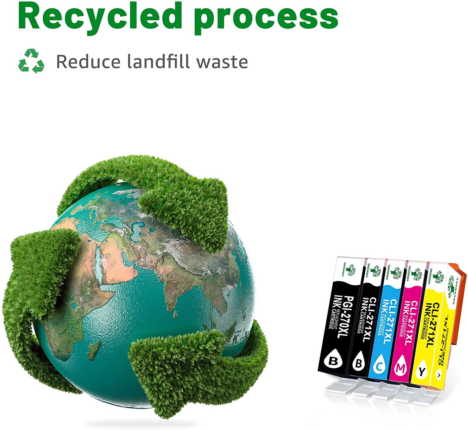 GREENSKY Compatible Ink Cartridge Replacement for Canon 270XL 271XL to use with PIXMA MG7720 MG6820 MG5720 TS9020 TS6020 MG6821 MG5722 Printer (2 PGBlack,2 Black,2 Cyan,2 Magenta,2 Yellow-10 Pack)