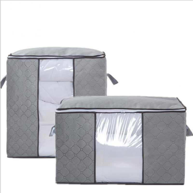 Large Capacity Clothes Storage Bag Organizer with Reinforced Handle Thick Fabric for Comforters, Blankets, Bedding, Foldable with Sturdy Zipper, Clear Window, 3 Pack, 84L, Grey
