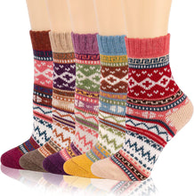 Load image into Gallery viewer, 5 Pack Womens Cotton Socks - Winter Warm Cotton Socks Thick Knit Socks, Warm Thick Soft Cozy Socks, Winter Warm Socks for Women
