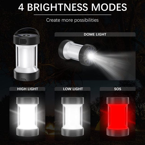 LED Camping Lantern 4 Lighting Modes for All Use with Rechargable Battery, Voltage 5v Portable Camping Lantern