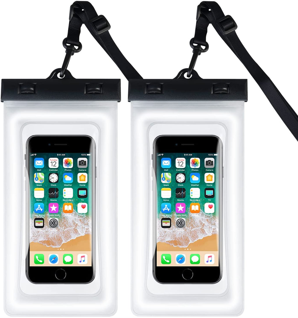Waterproof Phone Bag IPX8 Cell Phone Pouch for Swimmers Divers Outdoor Beach Pool Shower Bath Hot Tub Water-activity, with Airbag Protection & Secure Lock, Compatible with iPhone/Samsung Galaxy up to 7.0 IN (2 PCs in Black)