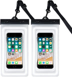 Waterproof Phone Bag IPX8 Cell Phone Pouch for Swimmers Divers Outdoor Beach Pool Shower Bath Hot Tub Water-activity, with Airbag Protection & Secure Lock, Compatible with iPhone/Samsung Galaxy up to 7.0 IN (2 PCs in Black)