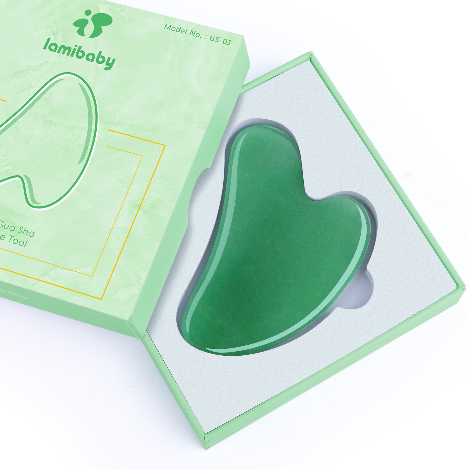 Gua Sha Facial Tool, LAMIBABY Gua Sha Scraping Massage Tool for Facial Body Skin, 100% Natural Jade Stone Guasha Board with Heart Shape for SPA Acupuncture Therapy Trigger Point Treatment, Ideal Gift