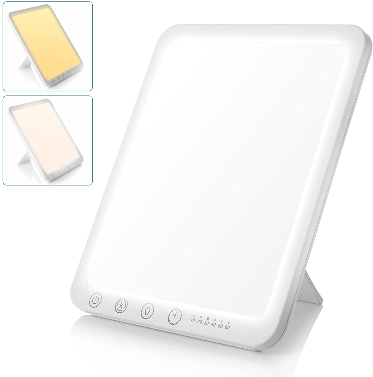 Light Therapy Lamp, UV-Free 15000 Lux Simulated Sunlight, 3 Color Temperature, 5 Brightness Levels, 10-60min Adjustable Timer, 180° Rotatable Stand, Memory Function, Touch Control LED Lamp for Indoor