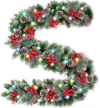 9ft Pre-Lit Christmas Garland with 50 Waterproof LED Light and Pine Cones and Berries, Battery Operated Garland 220 Branches Christmas Decoration for Xmas Holiday & Party (4.7) 4.7 stars out of 57 reviews 57 reviews