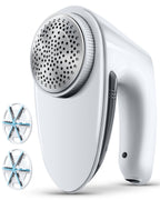 Upgraded Rechargeable Fabric Shaver Lint Remover - Fabric Defuzzer Electric Lint Fuzz Pills Remover with Quandruple Protection & 2 Replaceable 6-leaf Blades, Trimmer Effectively Faster by 50%