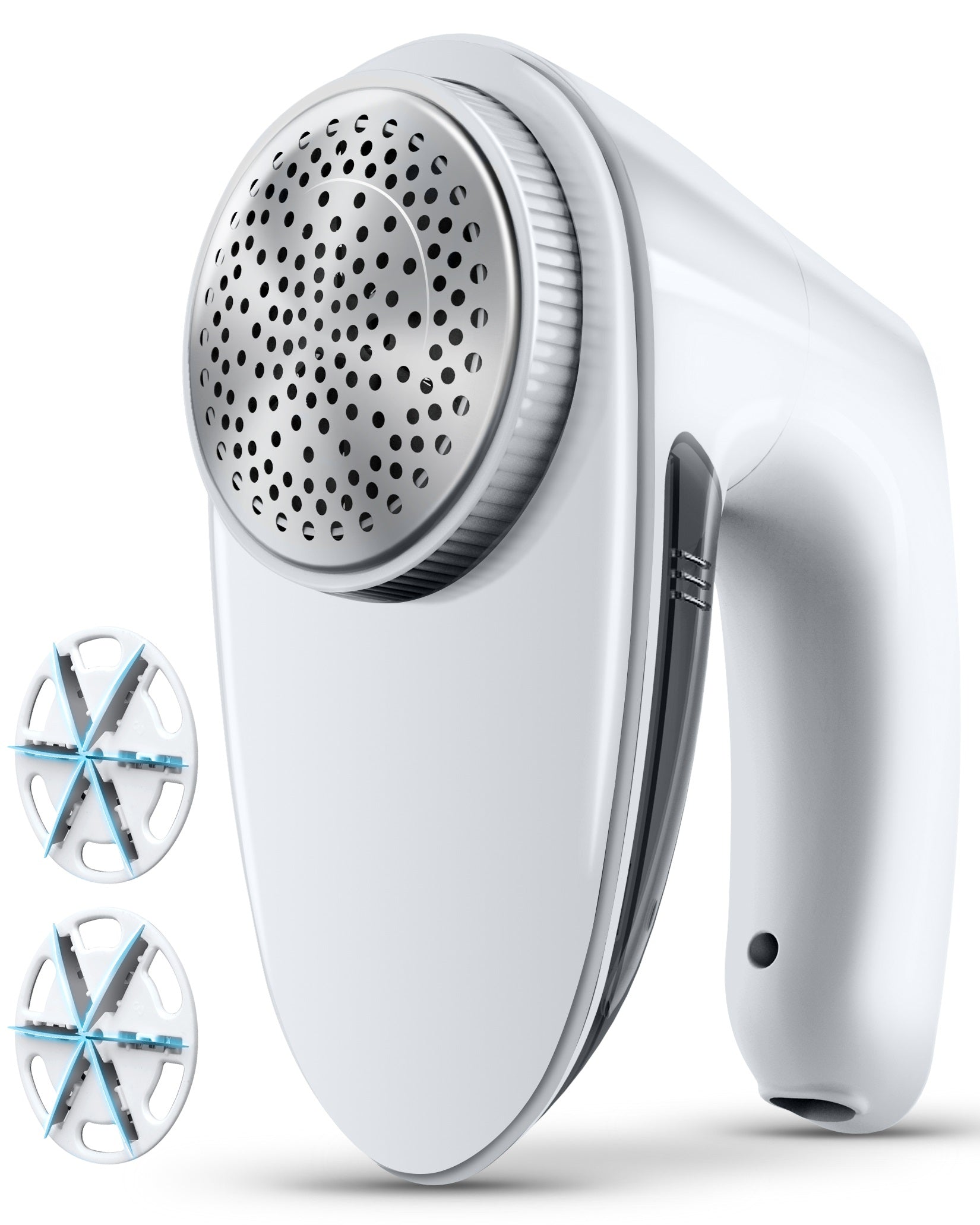 Upgraded Rechargeable Fabric Shaver Lint Remover - Fabric Defuzzer Electric Lint Fuzz Pills Remover with Quandruple Protection & 2 Replaceable 6-leaf Blades, Trimmer Effectively Faster by 50%