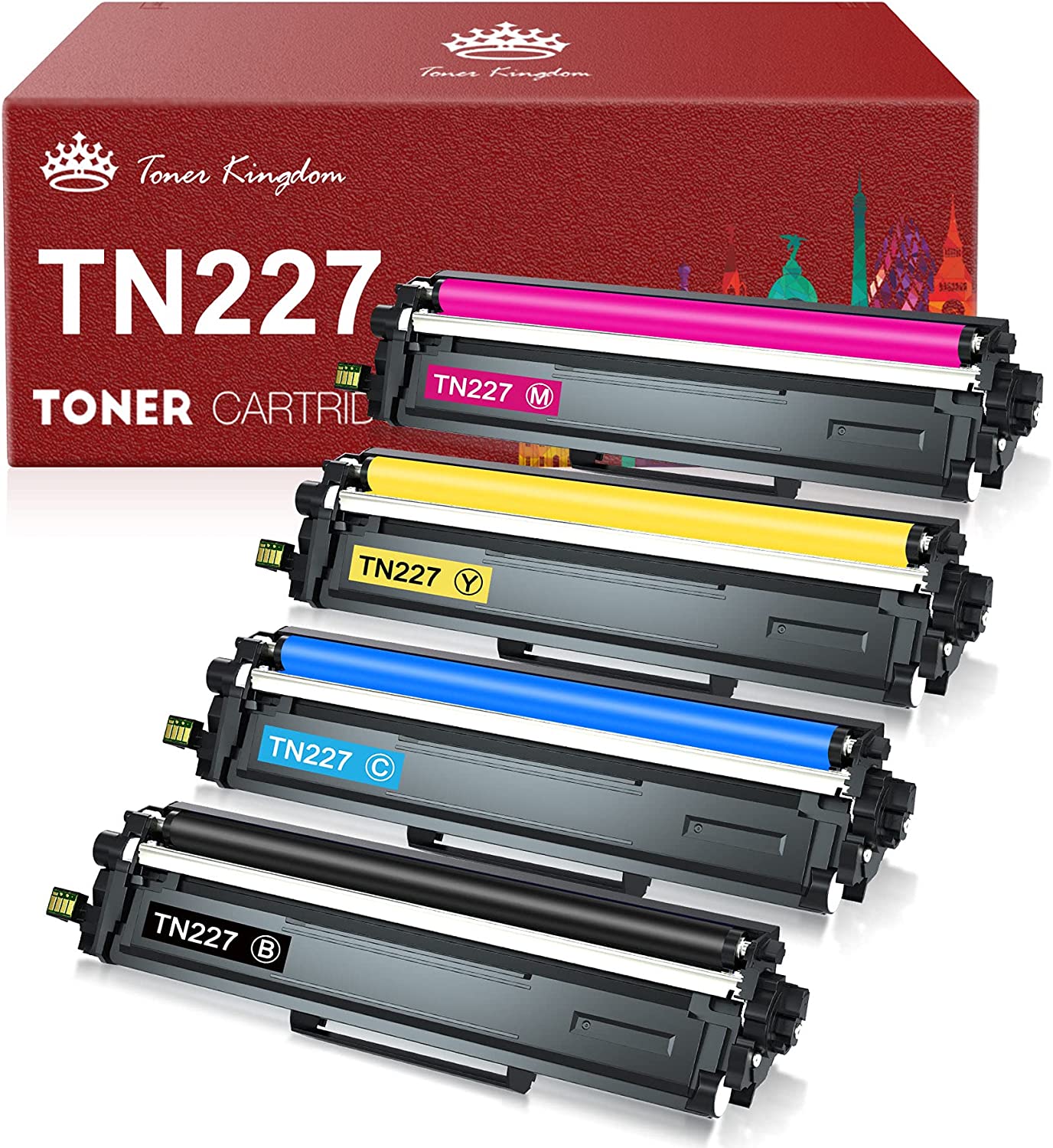 Compatible Cartridge Replacement for Brother TN227 TN-227 TN-227BK TN223 TN223BK for HL-L3210CW HL-L3290CDW HL-L3230CDW HL-L3270CD (Black Cyan Magenta Yellow)