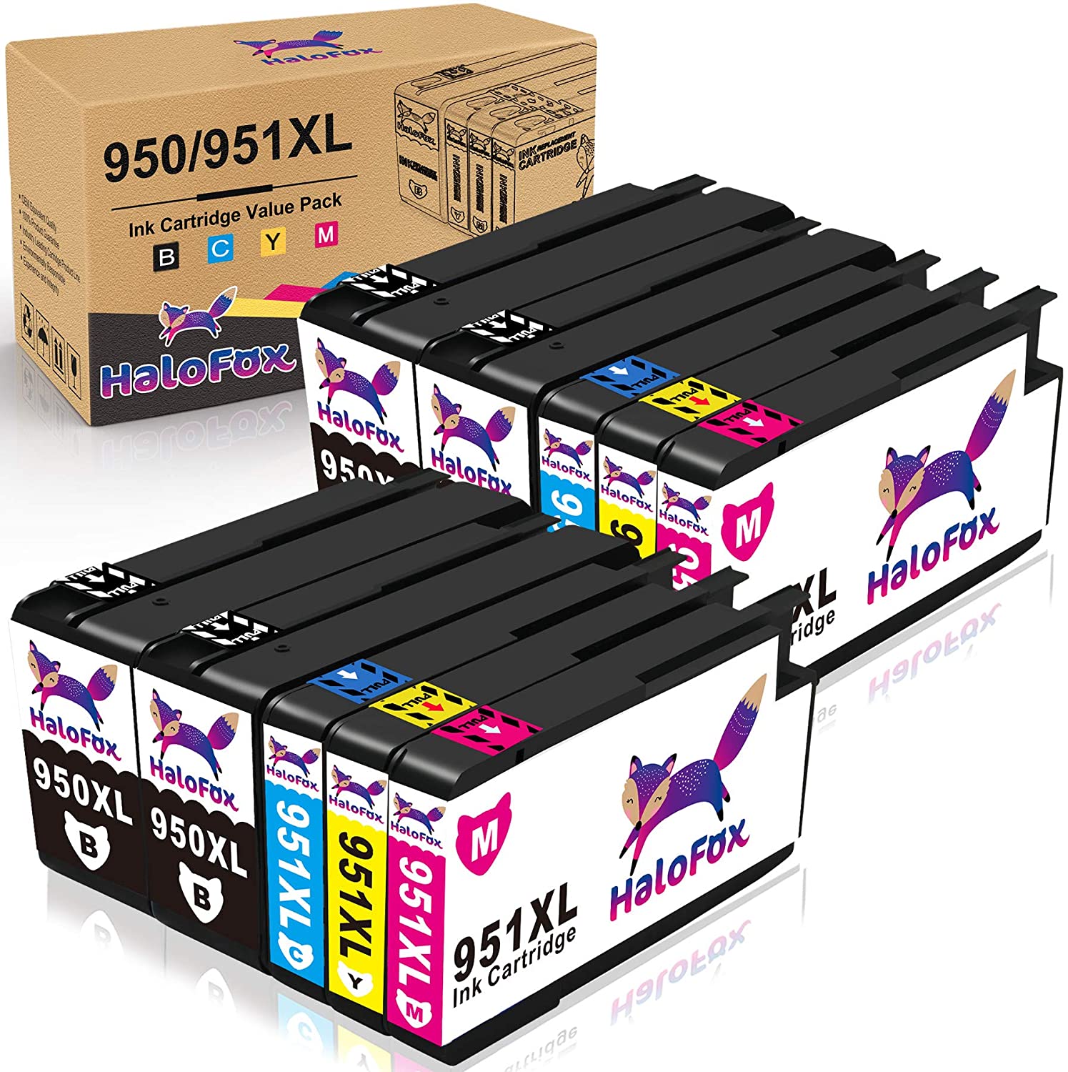 Compatible Ink Cartridge Replacement for HP 950XL 951XL 950 XL 951 XL for Officejet Pro 8600 8610 8620 8625 8100 8615 8630 8640 8660 251dw 276dw Printer (4 Black 2 Yellow 2 Cyan 2 Magenta)