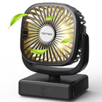 FRETREE Outdoor Desk Fan, Portable Battery Operated Camping Fan with LED Lantern, 5200mAh Battery, 140° Auto Oscillation, Natural Wind, and Hanging Hook for Home Office Outdoor Camping