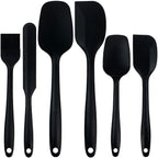 Silicone Spatula Set of 6 , Heat Resistant Silicone Spatula Kitchen Utensils for Baking , Cooking , Nonstick Cookware Dishwasher Safe Silicone Spatula, Black