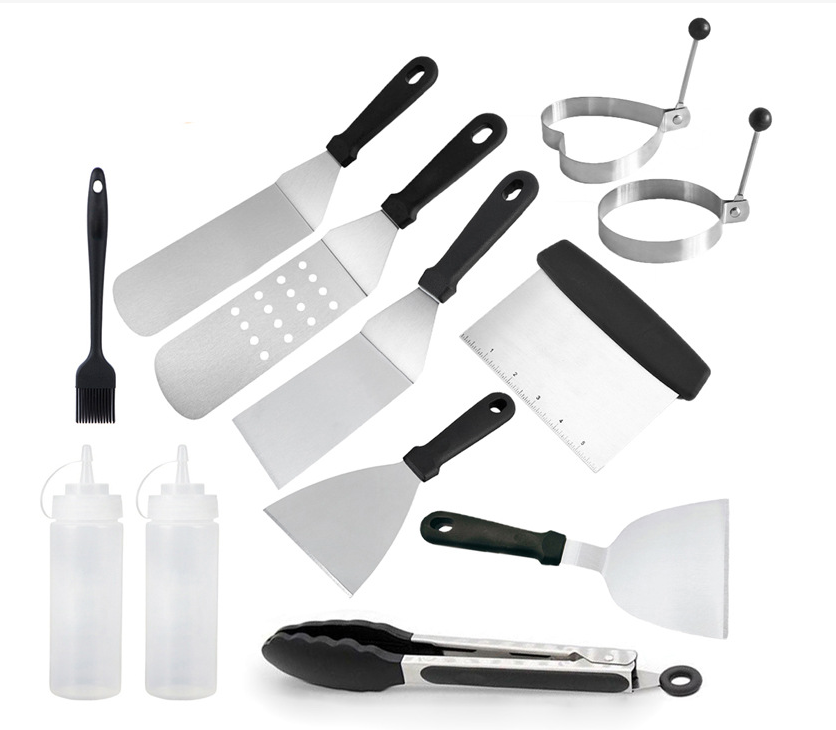 Swtroom Griddle Accessories Kit, 14Pcs BBQ Griddle Kit, Flat Top Grill Accessories for Outdoor Grill, Professional BBQ Grill Tools Set for Outdoor BBQ & Teppanyaki and Camping
